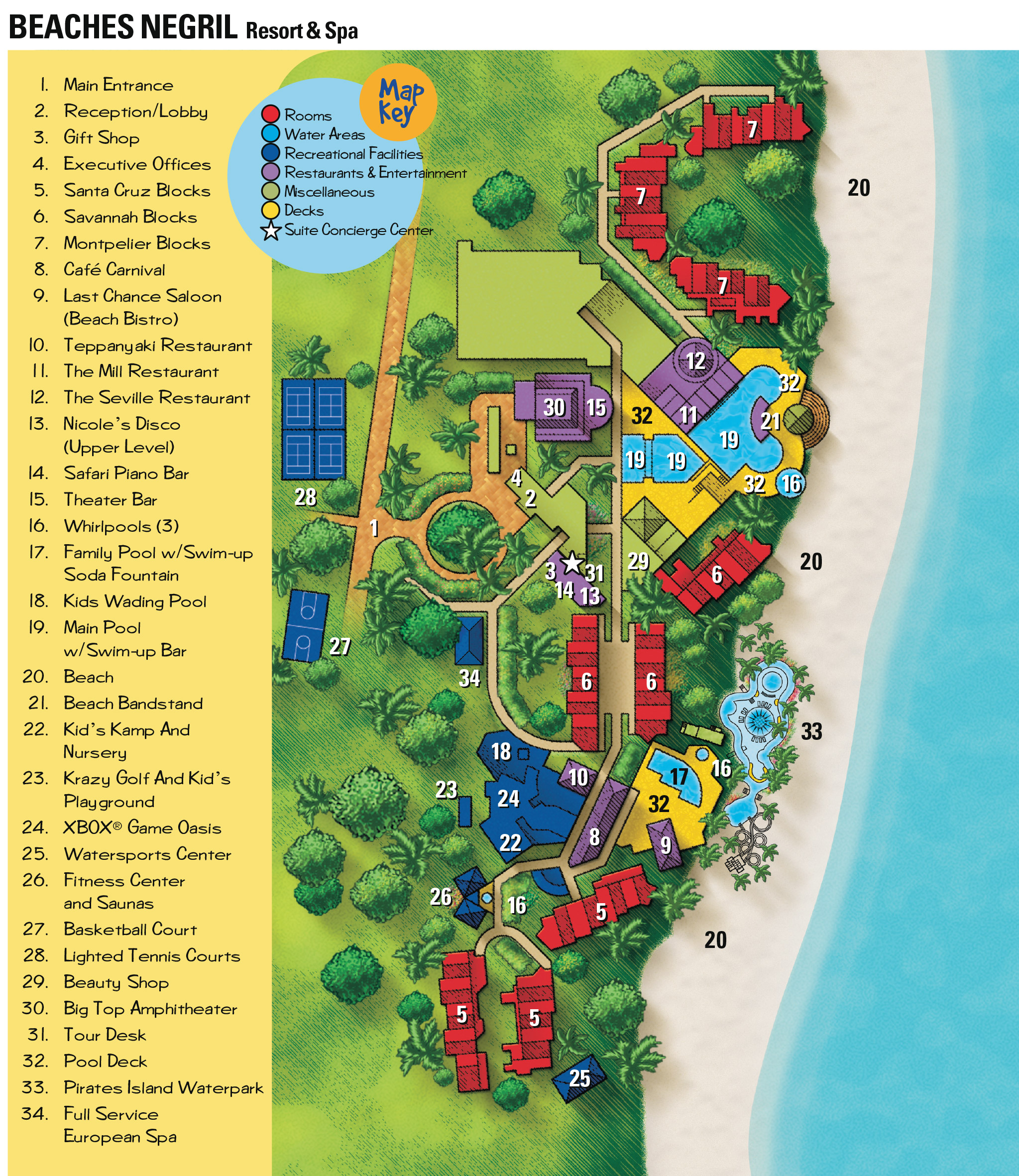 Beaches Negril Which Hotel Building Is Closest To The Pool Negril   MBJ BeachesNegril Resort Map 