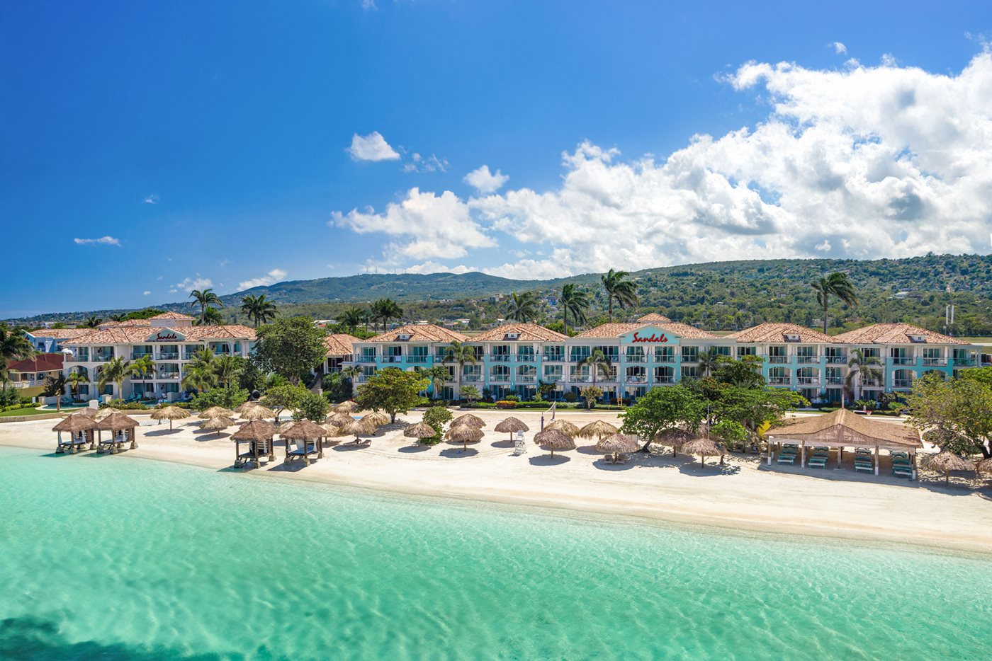 Montego Bay, Jamaica -- aerial beach and resort coastline