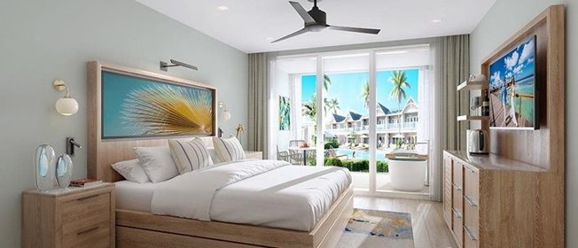 Caribbean Luxe accès direct coté piscine patio bain Tranquilité, Sandals Royal Caribbean