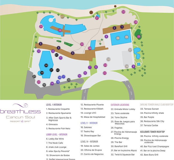 Breathless Cancun Soul Resort and Spa - Plan de l'hôtel