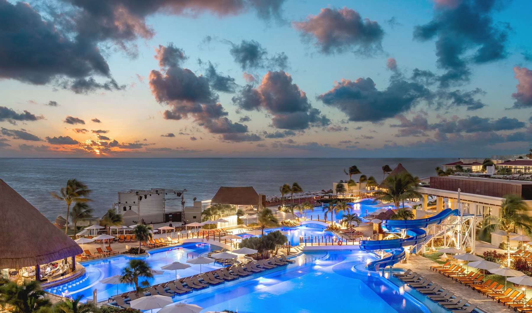 Pool at night, Moon Palace Cancun, Riviera Maya