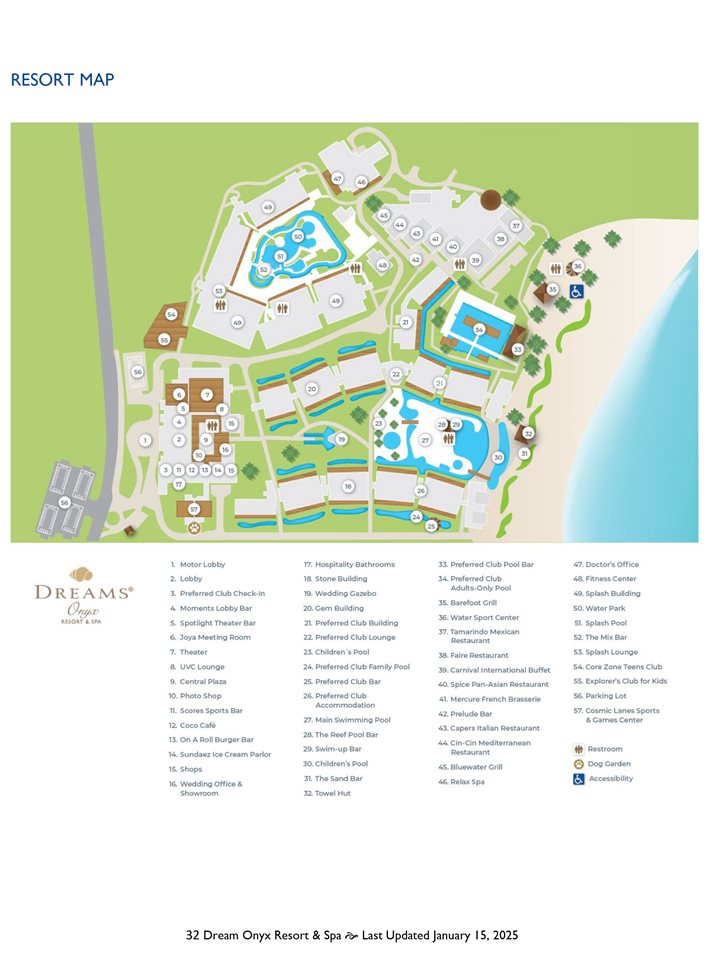 Dreams Onyx Resort & Spa - Plan de l'hôtel